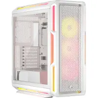 Corsair iCUE LINK 5000T LX -miditornikotelo ikkunalla ja RGB-valaistuksella, valkoinen