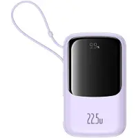 Baseus Qpow Pro+ 10000mAh 22.5W Power Bank with Built-in USB-C Cable and Display - Purple - 10000 mAh