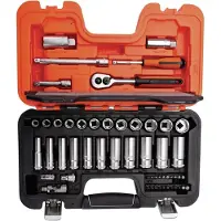 Bahco hylsysarja S330L, 3/8", 53 osaa, vakiot ja pitkät hylsyt