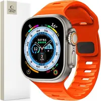 Tech-Protect Apple Watch Series Ultra 3/2/Ultra/11/10/9/8/SE 3/(2022)/7/SE/6/5/4/3/2/1 IconBand Line Silikoniranneke - 49mm/46mm/45mm/44mm/42mm - Oranssi värinen
