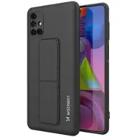 Wozinsky Kickstand Case silikonikuori jalustalla Samsung Galaxy M51:lle, musta