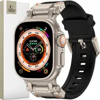 Tech-Protect Apple Watch Series Ultra 3/2/Ultra/11/10/9/8/SE 3/(2022)/7/SE/6/5/4/3/2/1 Delta Pro -ranneke - 49mm/46mm/45mm/44mm/42mm - musta / titaani - Musta / titaani