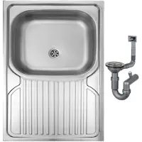 Deante Yksiallasinen teräsallas 80x60 satiini Apollo-sifonilla