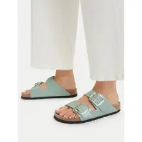 Birkenstock for woman. 1031882 Green Arizona Big Buckle Leather Sandals (Narrow Fit) (36), Flat, None, Casual