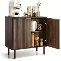 Vevor -kahvibaarikaappi, 1900-luvun puolivälin uurrettu kahvibaaripöytä 2-tasoisella säilytystilalla, buffet-telinekaappi latoovella, senkki buffet-asema olohuoneeseen, eteinen, 80 x 37,5 x 80 cm pähki