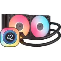 Corsair iCUE LINK TITAN 240 RX LCD, 240mm AIO-nestejäähdytysratkaisu prosessorille, musta