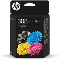 HP 308 Black/Tri-color -mustekasetti, tuplapakkaus