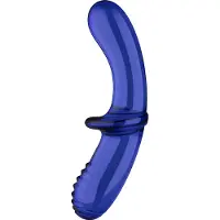 Satisfyer Double Crystal - kaksipäinen lasidildo - sininen