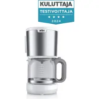 Braun PurShine filter coffee machine with aromatic jug 10 cups, white housing and stainless steel, 1x4, heating plate and drip stop (0X13211066)
