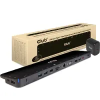 Club 3D 3.2 Gen1 USB-C 14-in-1 -telakka ja 65W virta -adapteri, Musta