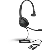 Jabra Evolve2 30 SE MS -monokuuloke + USB-A/C-sovittimet, musta