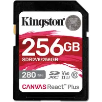 Kingston 256gb canvas react plus sdxc uhs-ii 280r/150w u3 v60 for full hd/4k