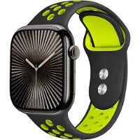 Crong Duo Sport Band - Apple Watch 38/40 mm Strap (Black/Lime)
