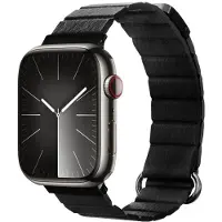 Crong Eclipse - Apple Watch 42/44/45/49 mm magnetic leather strap (black)