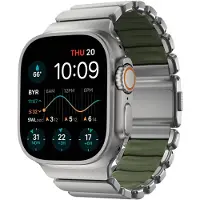 Nomad Stratos Band Natural Titanium Forest Green FKM - Apple Watch 45/46/49mm