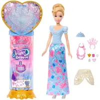 Disney Jewel Reveal Cinderella Fashion Doll W/ 8 Surprises Including Gem Box & Accessories - Blue - ONE SIZE