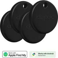Chipolo POP 4 Pack -Tracking tag compatible with Apple Find My on iPhone or Find Hub (Black) (RWS.0000007)