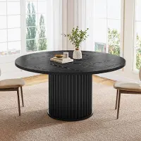24hShop Pyöreä ruokapöytä 120 cm musta – Moderni ruokapöytä 4–6 hengelle metallijalalla