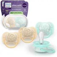 Philips Avent Ultra Soft tutti, 0–6 kk, 4 kpl, vaaleankeltainen/turkoosi