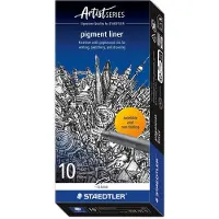 Staedtler pigment liner 308, Musta, Harmaa, 0,5 mm, 10 kpl (308 05-9)