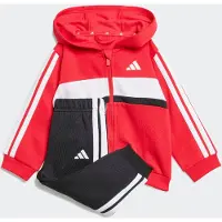 Adidas Treenipuku 'ESSENTIALS TIBERIO 3 STRIPES FLEECE' kirkaanpunainen / musta / valkoinen