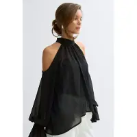 Gina Tricot Boho Chiffong Blouse - Black - L