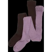 Minymo Stocking - Solid Rib 2-Pack - Brown - 80\86