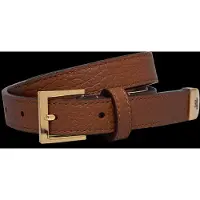 Lauren Accesorios Pebbled Leather Skinny Belt - Brown - M