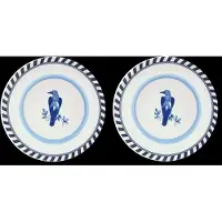 Pols Potten Plates Bird Patterned Set 2 - Navy - Ø27X H2.4CM