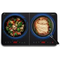 Medion LIFE double induction hob MD 18493 black 3500 W 2 cooking zones 20 cm with timer and LED touch control (50079022)