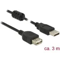 DeLOCK 3m, 2xUSB 2.0-A USB cable USB 2.0 USB A Black (84886)