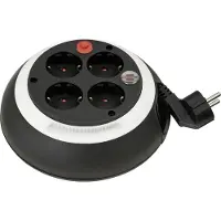 Brennenstuhl – Cable reel, 4 earthed contacts, 3m cable, fuse, increased touch protection, black/white (1109220)