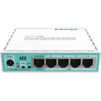 Mikrotik hEX, 5-porttinen Gigabit Ethernet -reititin, valkoinen/turkoosi