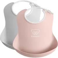 BabyBjörn Ruokalappu 2-pack, Harmaa/Vaaleanpunainen