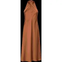 Ralph Lauren Tie-Back Charmeuse Halter Cocktail Dress - Orange - 44