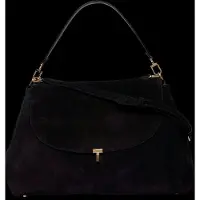 Totême T-Lock Suede Shoulder Bag - Black - ONE SIZE