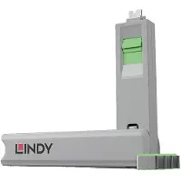 Lindy USB-C Port Blocker, 4kpl + avain, vihreä/harmaa