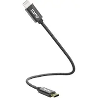 Hama USB-C – Lightning -kaapeli, 0,2 m, musta