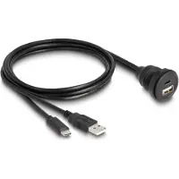 DeLOCK 88102, 1 x USB Type-A / 1 x USB Type-C, 1 x USB Type-A / 1 x USB Type-C, 1 m, Musta