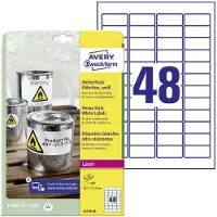 Avery Zweckform L4778-20, Valkoinen, Suorakulmio, Kiinteä, Valkoinen läpinäkyvällä, DIN A4, Universaali
