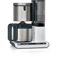 Bosch Styline TKA8A681 8 kupin -kahvinkeitin termoskannulla, musta, ruostumaton teräs, valkoinen