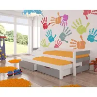 ADRK Furniture Lasten sänky Fraga 200 x 90/192 x 90 cm harmaa valkoinen