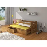 ADRK Furniture Lasten sänky Tomi 04 180x80 sivusuojalla, ruskea.