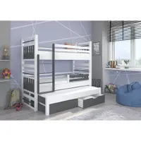 ADRK Furniture Lasten sänky Hippo 208 x 97 x 17 5cm, valkoinen/harmaa
