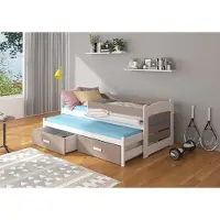 ADRK Furniture Lastensänky Tiarro 80x180 cm sivusuojalla, valkoinen/vaaleanruskea