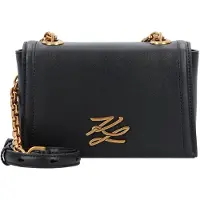 Karl Lagerfeld Autograph Crossbody-laukku Nahka 20 cm Musta