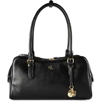 Ralph Lauren Leather Large Marcy Zip Satchel - Black - ONE SIZE