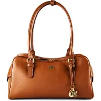 Ralph Lauren Leather Large Marcy Zip Satchel - Brown - ONE SIZE