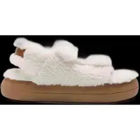 Moon Boot for woman. 80D2420020 Off-white shearling leather sandals (40), Flat, 1 to 3 cm, Velcro, Casual