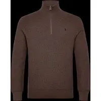 Ralph Lauren Mesh-Knit Cotton Quarter-Zip Sweater - Brown - S
